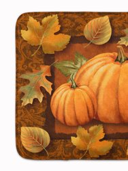 19 in x 27 in Pumpkins and Fall Leaves Machine Washable Memory Foam Mat