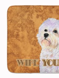 19 in x 27 in Puppy Cut Maltese Wipe your Paws Machine Washable Memory Foam Mat