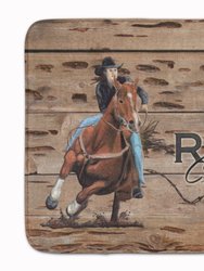 19 in x 27 in Rodeo Cowgirl Barrel Racer Machine Washable Memory Foam Mat