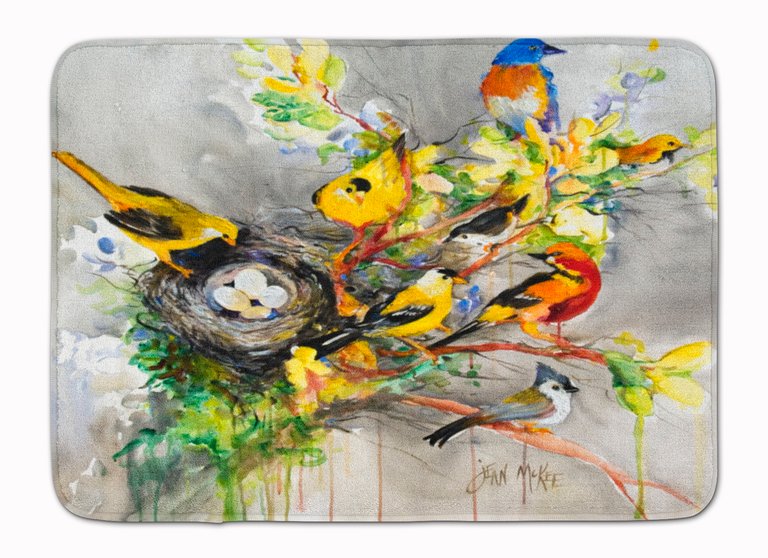 19 in x 27 in Spring Birds Machine Washable Memory Foam Mat