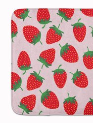 19 in x 27 in Strawberries on Pink Machine Washable Memory Foam Mat