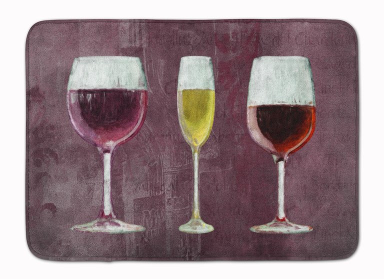 19 in x 27 in Three Glasses of Wine Purple Machine Washable Memory Foam Mat