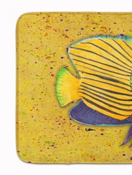 19 in x 27 in Tropical Fish on Mustard Machine Washable Memory Foam Mat