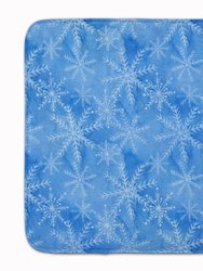 19 in x 27 in Watercolor Dark Blue Winter Snowflakes Machine Washable Memory Foam Mat