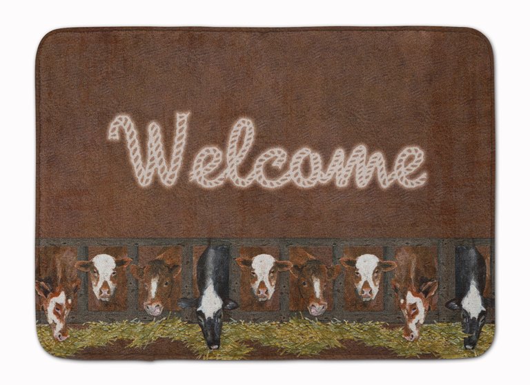 19 in x 27 in Welcome Mat with Cows Machine Washable Memory Foam Mat