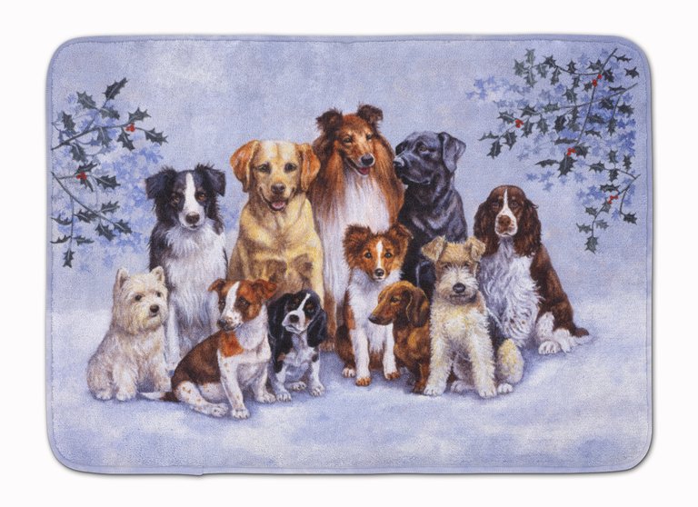 19 in x 27 in Winter Dogs Machine Washable Memory Foam Mat