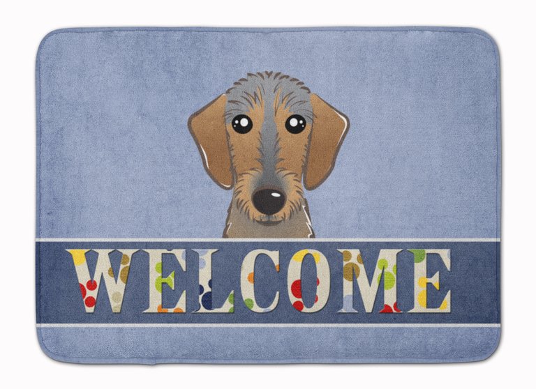 19 in x 27 in Wirehaired Dachshund Welcome Machine Washable Memory Foam Mat