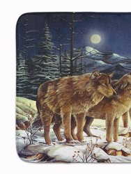 19 in x 27 in Wolf Wolves Crying at The Moon Machine Washable Memory Foam Mat