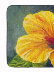 19 in x 27 in Yellow Hibiscus by Malenda Trick Machine Washable Memory Foam Mat