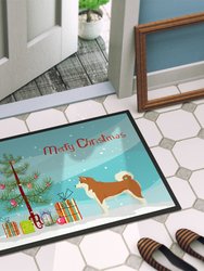 24 in x 36 in Akita Christmas Tree Door Mat Indoor/Outdoor