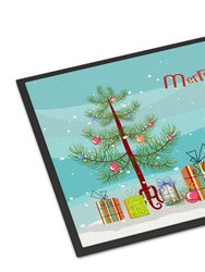 24 in x 36 in Akita Christmas Tree Door Mat Indoor/Outdoor