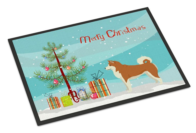 24 in x 36 in Akita Christmas Tree Door Mat Indoor/Outdoor