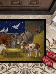 24 in x 36 in Animals at Crib Nativity Christmas Scene Door Mat Indoor/Outdoor