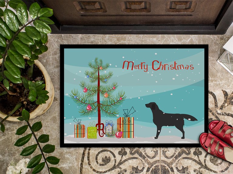 24 in x 36 in Black Labrador Retriever Merry Christmas Tree Door Mat Indoor/Outdoor