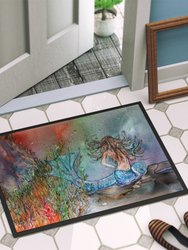 24 in x 36 in Brunette Mermaid Water Fantasy Door Mat Indoor/Outdoor