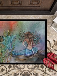 24 in x 36 in Brunette Mermaid Water Fantasy Door Mat Indoor/Outdoor