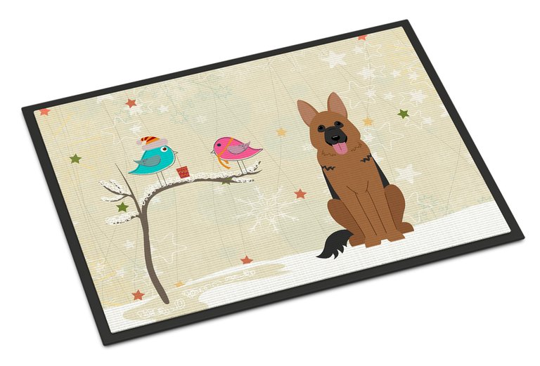 24 in x 36 in Christmas Presents between Friends German Shepherd Door Mat Indoor/Outdoor