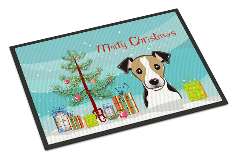 24 in x 36 in Christmas Tree and Jack Russell Terrier Door Mat Indoor/Outdoor