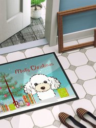 24 in x 36 in Christmas Tree and White Poodle Door Mat Indoor/Outdoor