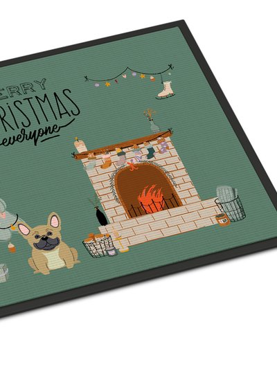 Caroline's Treasures 24 in x 36 in Cream French Bulldog Christmas Everyone Door Mat Indoor/Outdoor product