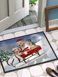 24 in x 36 in Dogs and Kitten in Sled Need for Speed Door Mat Indoor/Outdoor