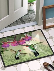 24 in x 36 in Fuchsia and Hummingbirds Door Mat Indoor/Outdoor