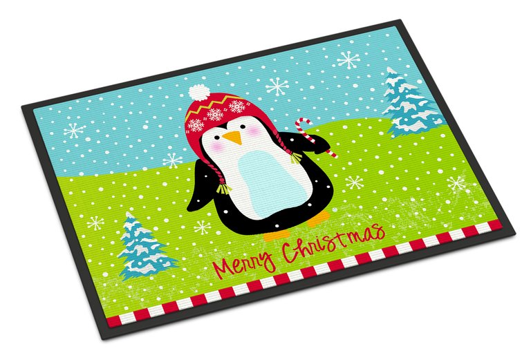 24 in x 36 in Merry Christmas Happy Penguin Door Mat Indoor/Outdoor