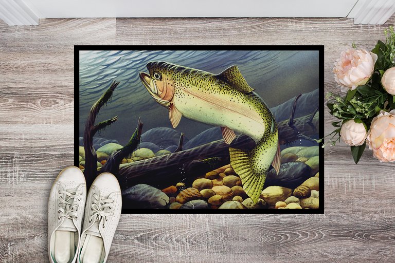 24 in x 36 in Rainbow Trout Door Mat Indoor/Outdoor