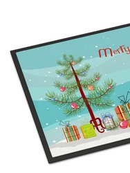 24 in x 36 in Samoyed Merry Christmas Tree Door Mat Indoor/Outdoor