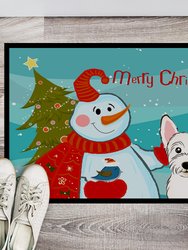 24 in x 36 in Snowman with Westie Door Mat Indoor/Outdoor