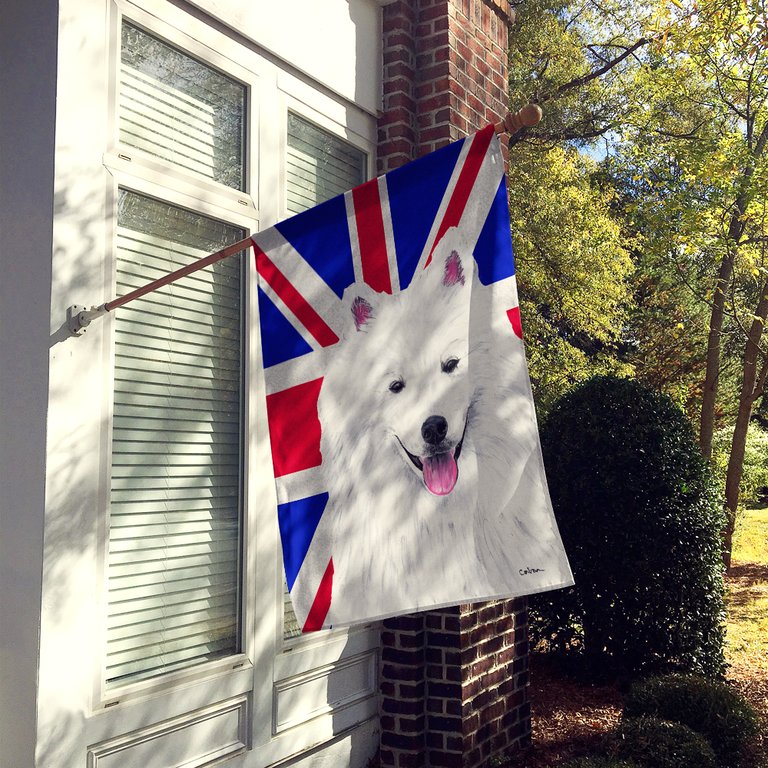 28 x 40 in. Polyester American Eskimo with English Union Jack British Flag Flag Canvas House Size 2-Sided Heavyweight