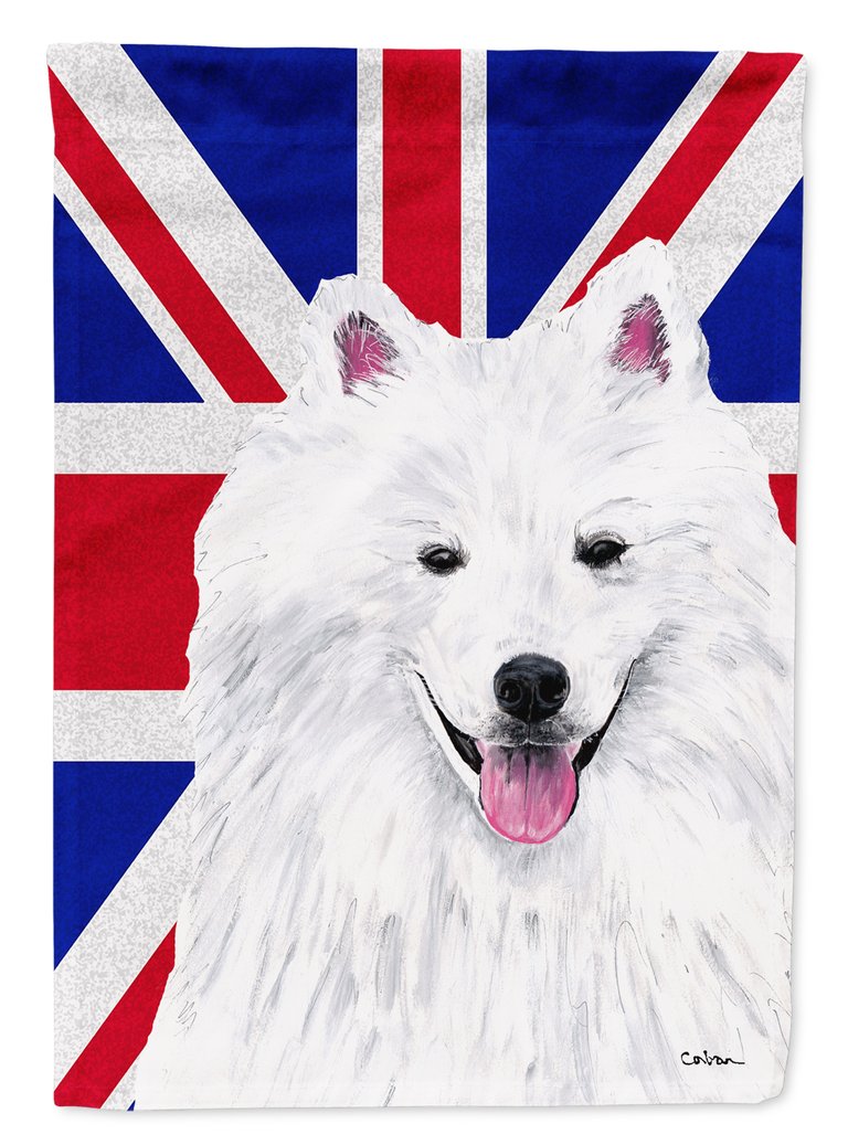 28 x 40 in. Polyester American Eskimo with English Union Jack British Flag Flag Canvas House Size 2-Sided Heavyweight