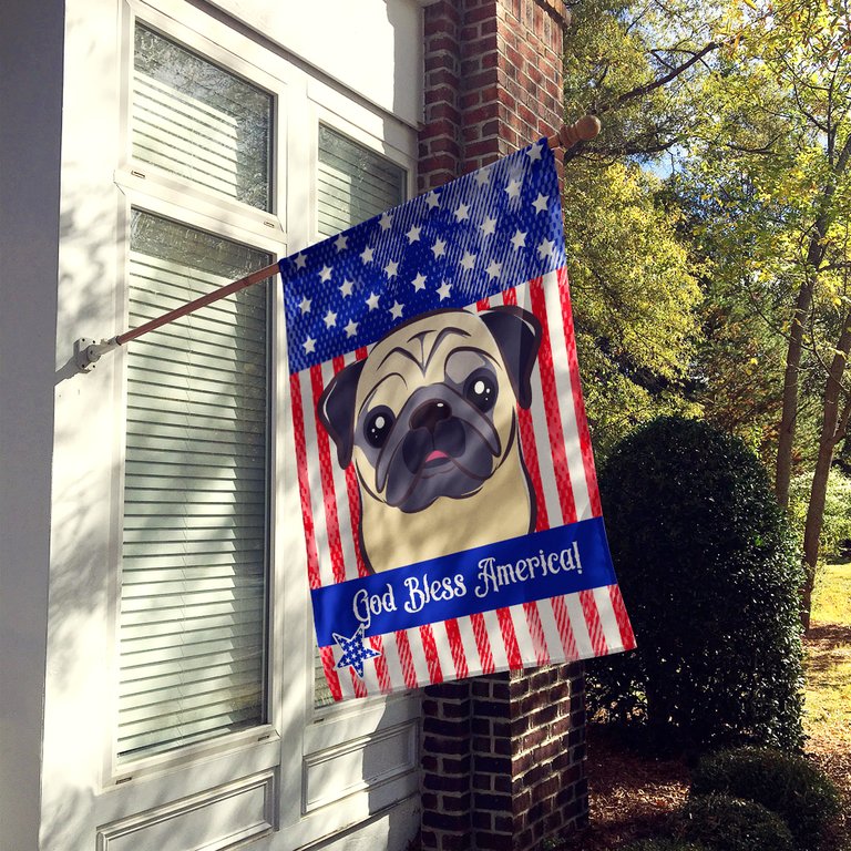 28 x 40 in. Polyester American Flag and Fawn Pug Flag Canvas House Size 2-Sided Heavyweight