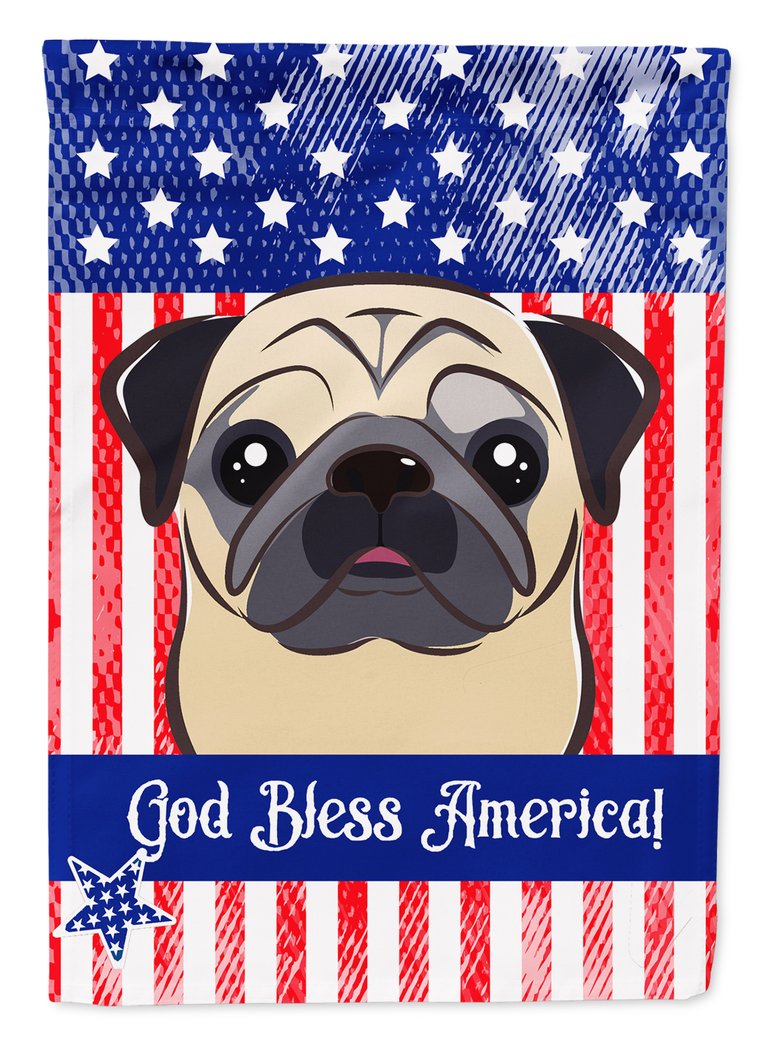 28 x 40 in. Polyester American Flag and Fawn Pug Flag Canvas House Size 2-Sided Heavyweight