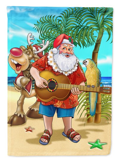 Caroline's Treasures 28 x 40 in. Polyester Beach Christmas Santa Claus Island Time Flag Canvas House Size 2-Sided Heavyweight product