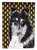 28 x 40 in. Polyester Black and White Collie Candy Corn Halloween Flag Canvas House Size 2-Sided Heavyweight - Black