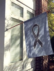 28 x 40 in. Polyester Black Ribbon for Melanoma Cancer Awareness Flag Canvas House Size 2-Sided Heavyweight