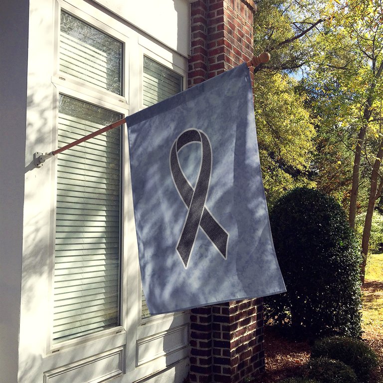 28 x 40 in. Polyester Black Ribbon for Melanoma Cancer Awareness Flag Canvas House Size 2-Sided Heavyweight