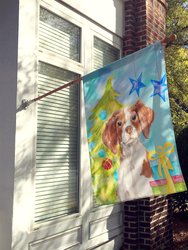 28 x 40 in. Polyester Brittany Spaniel Christmas Flag Canvas House Size 2-Sided Heavyweight