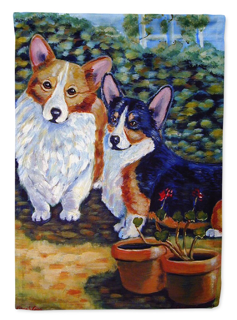 28 x 40 in. Polyester Cardigan and Pembroke Corgi  Flag Canvas House Size 2-Sided Heavyweight