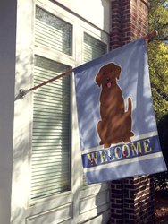 28 x 40 in. Polyester Chocolate Labrador Welcome Flag Canvas House Size 2-Sided Heavyweight