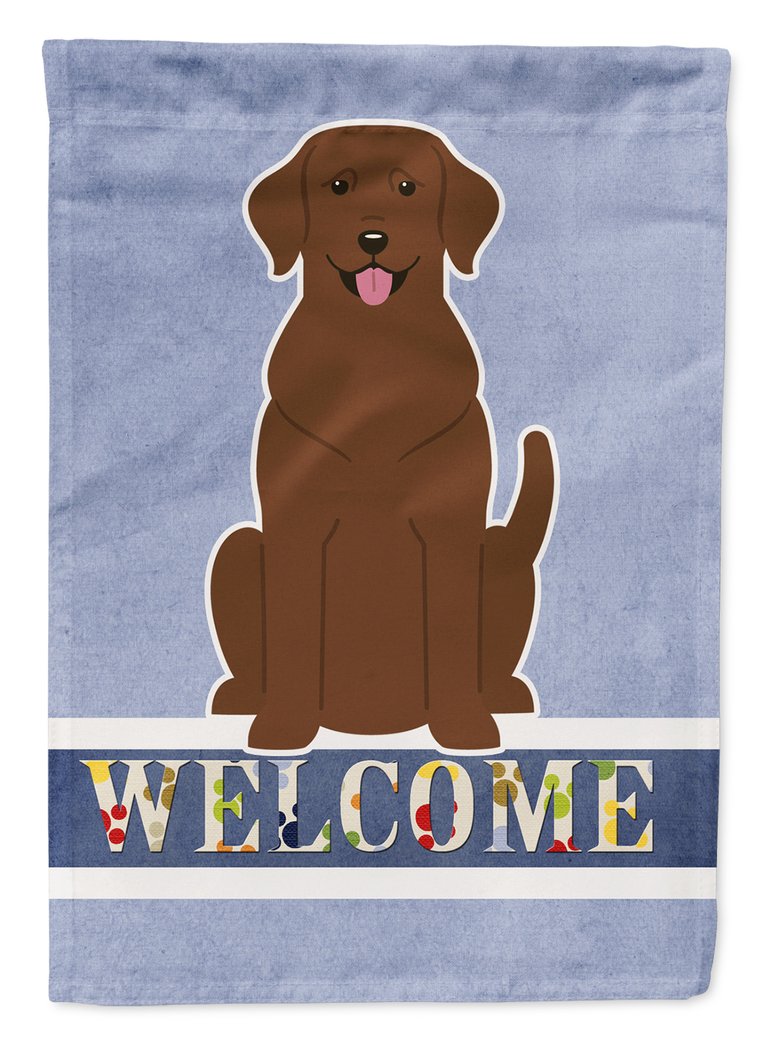 28 x 40 in. Polyester Chocolate Labrador Welcome Flag Canvas House Size 2-Sided Heavyweight