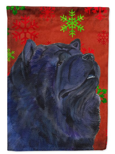 Caroline's Treasures 28 x 40 in. Polyester Chow Chow Red and Green Snowflakes Holiday Christmas Flag Canvas House Size 2-Sided Heavyweight product