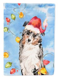 28 x 40 in. Polyester Christmas Lights Australian Shepherd Flag Canvas House Size 2-Sided Heavyweight