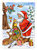 28 x 40 in. Polyester Christmas Santa Claus handing out presents Flag Canvas House Size 2-Sided Heavyweight