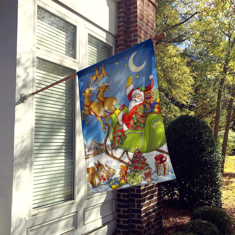 28 x 40 in. Polyester Christmas Santa taking Off Flag Canvas House Size 2-Sided Heavyweight