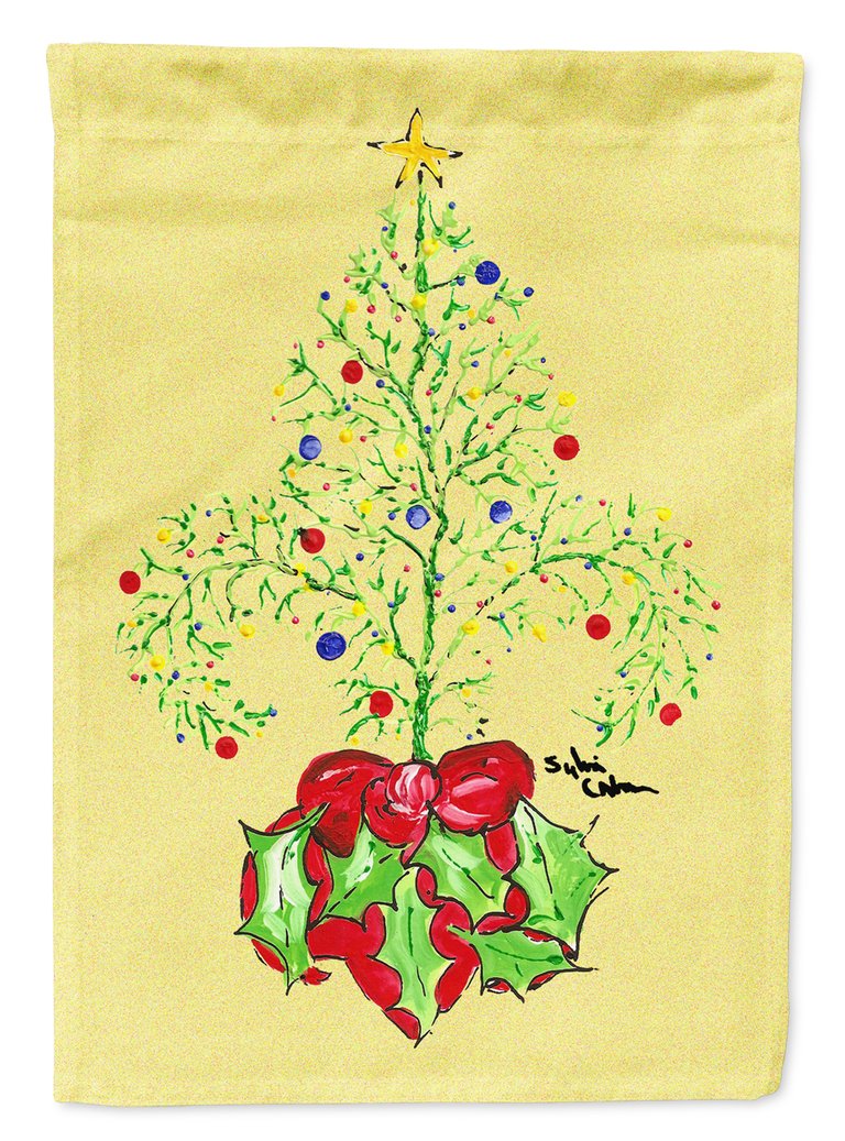 28 x 40 in. Polyester Christmas Tree Fleur de lis Flag Canvas House Size 2-Sided Heavyweight