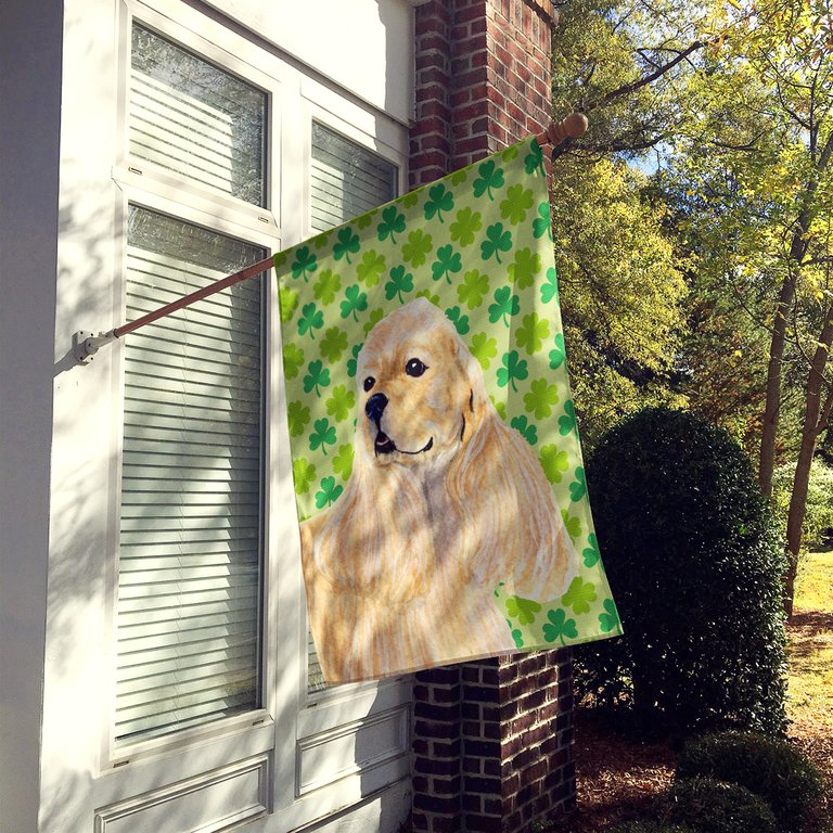 28 x 40 in. Polyester Cocker Spaniel St. Patrick's Day Shamrock Portrait Flag Canvas House Size 2-Sided Heavyweight