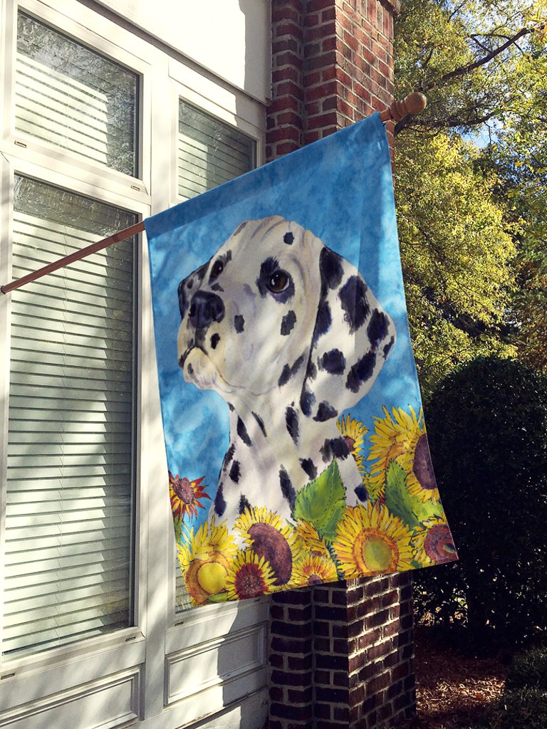 28 x 40 in. Polyester Dalmatian in Summer Flowers Flag Canvas House Size 2-Sided Heavyweight