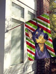 28 x 40 in. Polyester Doberman Candy Cane Holiday Christmas Flag Canvas House Size 2-Sided Heavyweight